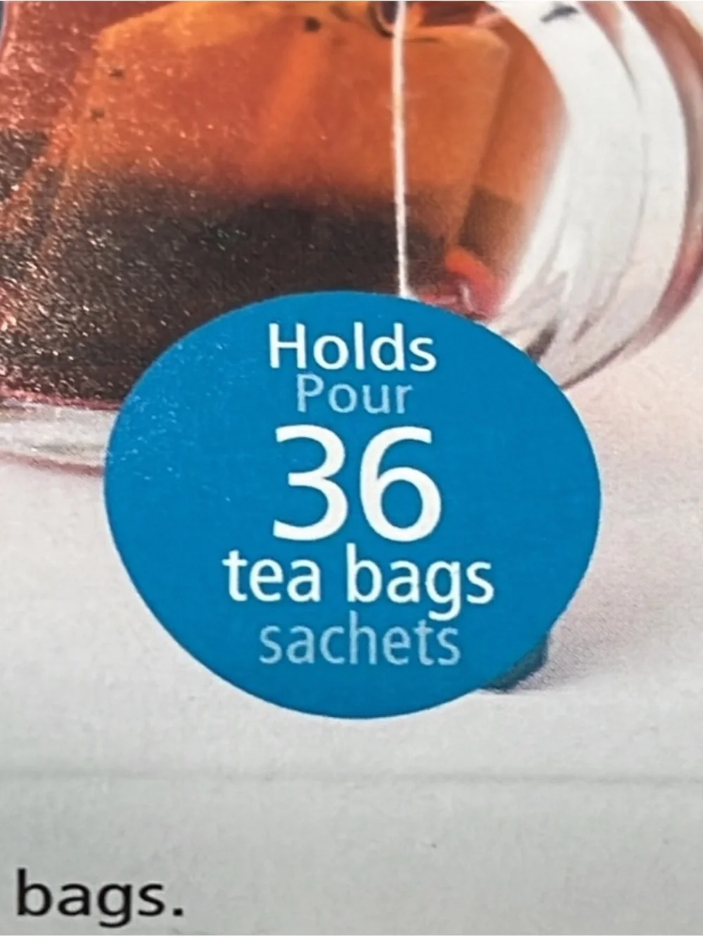 Joie Tea Box White and Blue Accent it holds 36 tea bags.